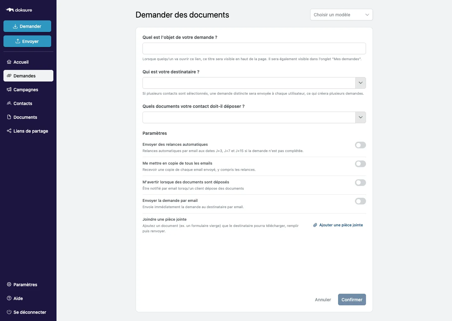 Demande de document